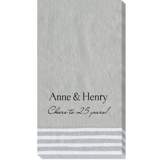 Silver Stripe Border Caspari Guest Towels